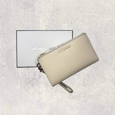Michael Kors MK Portemonnaie Geldbörse Jet Set Travel Double ZIP Creme Leder NEU