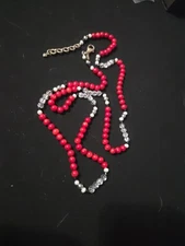 Sarda Artisan of Bali Red Coral  Gem Beaded Chain 36" +2" Sterling