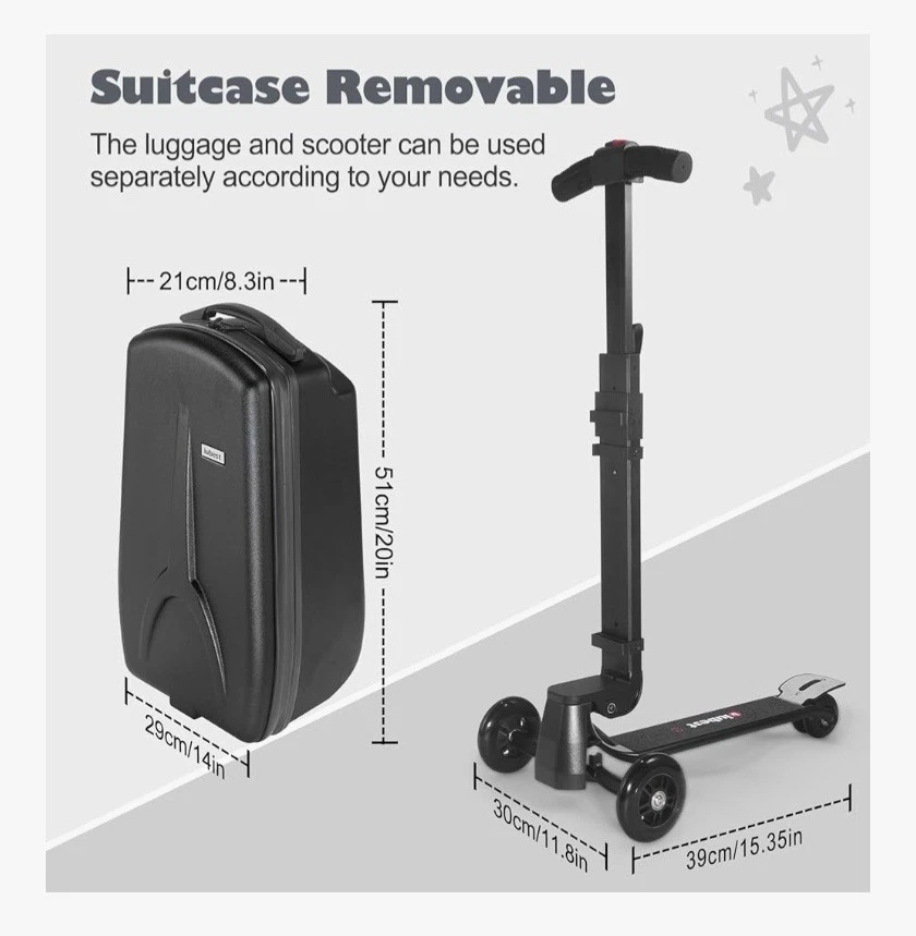 滑板车行李箱4-15岁儿童,可拆卸可折叠4合1儿童行李箱 — 第 2/4 张图片