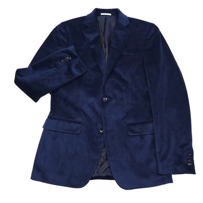 $295 Alfani Slim Fit Navy Blue Velvet Sport Coat Blazer Jacket Mens Size 40L