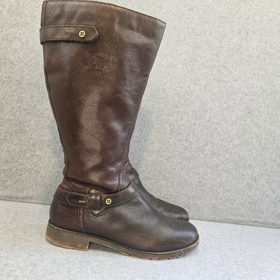 NATURALIZER TANITA WC | Dark Brown Leather Wide Calf Riding Boots Womens 10M