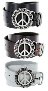 Antique Peace Sign Belt Buckle Cuir véritable Casual Jean Belt 1-1/2" Large
