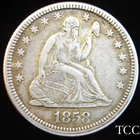 1858 LIBERTY SEATED QUARTER ~ EXCELLENT ORIGINAL 25c COIN ~ FREE SHIPPING ~ TCC