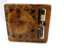 Vintage Resin Desk Timer with Dried Flowers & Hourglass Retro 1970s Paperweight