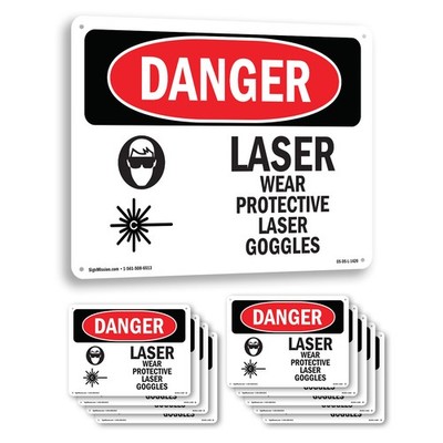 Laser Wear Protective Laser Goggles OSHA Danger Sign Or Decal - 5 or 10 Pack