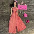 Vintage 11.5 Doll Size Hot Pink Taffeta Dress w Sash Clone Clothes & Accessories