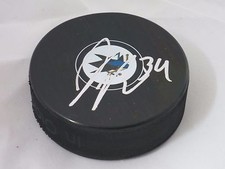 James Reimer San Jose Sharks Signed Autographed NHL Logo Puck LOM COA (PK283)