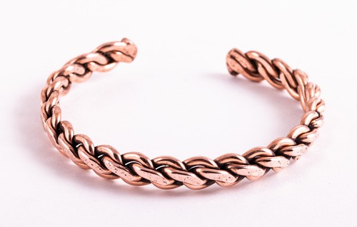 Dekorativer Kupferarmreif, Armreif, Kupfer, geflochten, ca. 9 mm breit, offen - Bild 2 von 2