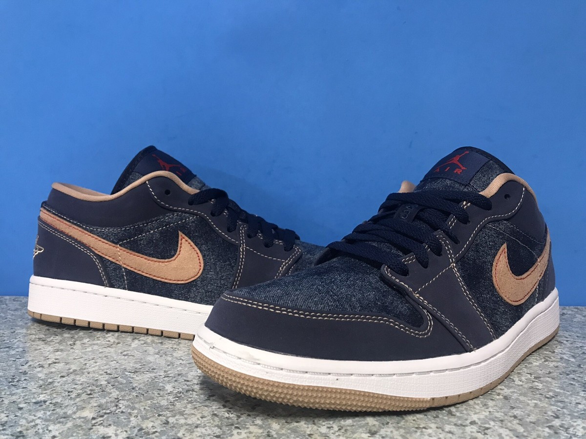 Nike Air Jordan 1 Low SE AJ1 Denim Blue Gold Men's Sz 9 Nike Air Jordan 1 Low SE AJ1 Denim Blue Gold Men's Sz 9