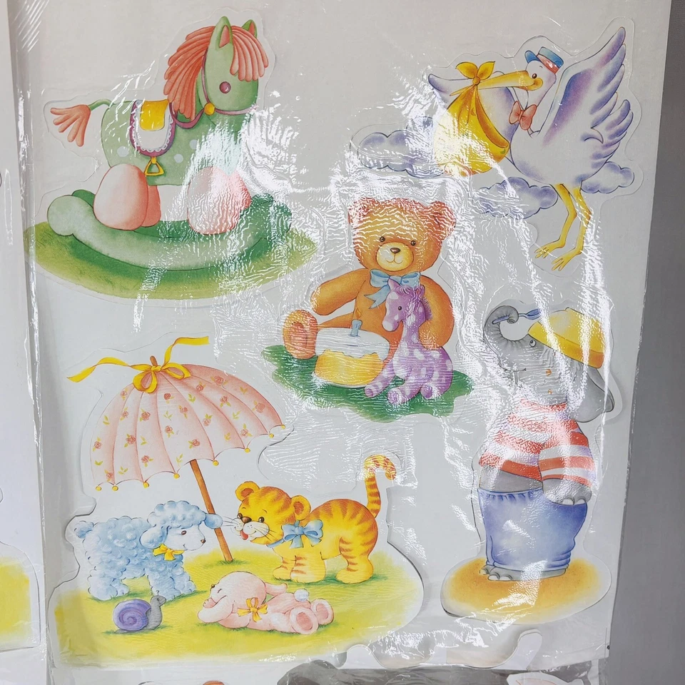 Lote de 2 Juegos 1995 Loomco Recortes Baby Shower Fiesta Decoración Doble Cara Nuevo Foto 4 de 4