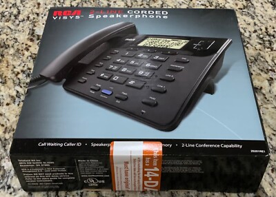 RCA 2 Line Corded Speakerphone Telephone ViSYS Model 25201RE1 Black