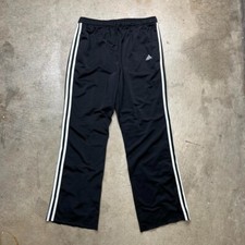 Vintage Y2k Adidas Sweatpants Black Large white striped track pants