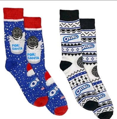 Oreo 2pack Crew Socks Novelty Mens Women New Cookies Socks For Santa Retro Blue