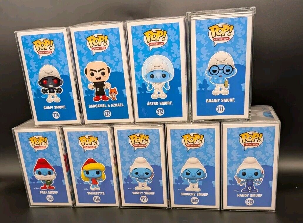 Funko Pop! Animation: The Smurfs Lot Set of 9 Vinyl Figures