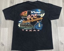 Camiseta De Colección Harley Davidson Motocicletas Negra Angleton Texas GOE Adulto Talla L
