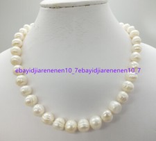 Fashion Natural 11-12mm White Freshwater Cultured Pearl Necklace 18 in