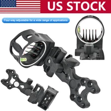 0.019" Fiber Optic Compound Bow Sight Adjustable Archery Hunting w/ Level Bubble