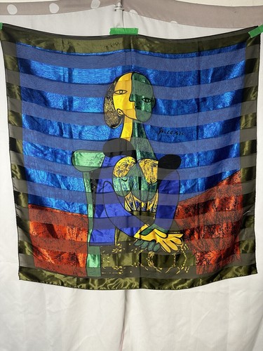 Vintage Picasso Print Scarf Abstract Art Multi Color Scarf 40” X 40”