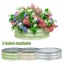 Aoodor 30'' Round Metal Raised Garden Bed Outdoor for Vegetable Flower Herb