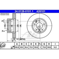 Ate 2X Bremsscheibe Vorne 3020 BelüFtet FüR Bmw 7Er E32 5Er E34 24.0128-0101.1