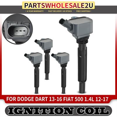 A Set of 4 Ignition Coil for Dodge Dart 2013-2016 Fiat 500 2012-2019 1.4L 3 Pin
