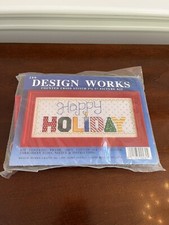 NEW Design Works Christmas Happy Holiday Counted Cross Stitch Picture Kit 3"x7"