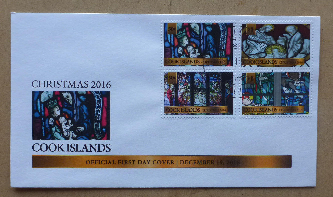 2016 COOK ISLANDS CHRISTMAS 4 STAMPS FDC FIRST DAY COVER