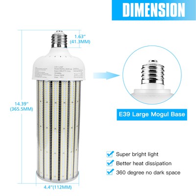 250W LED Corn Light Bulb – UL Listed, 36,500 Lumens, Replaces 1500W MH/HPS – E39 Base