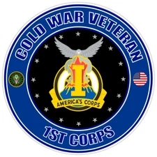 Cold War Veteran 1st Corps Bumper Sticker Military Soldier Decal 5"