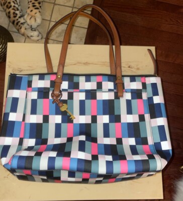 Fossil Rachel Large Tote Pixel Grid