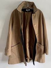 Classic Long Sleeves Tan Beige Wool Cashmere Coat Overcoat Outerwear Size:16