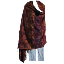 Yak Wool Blend Shawl/Throw Handloomed Nepal Reversible Base Color: Auburn