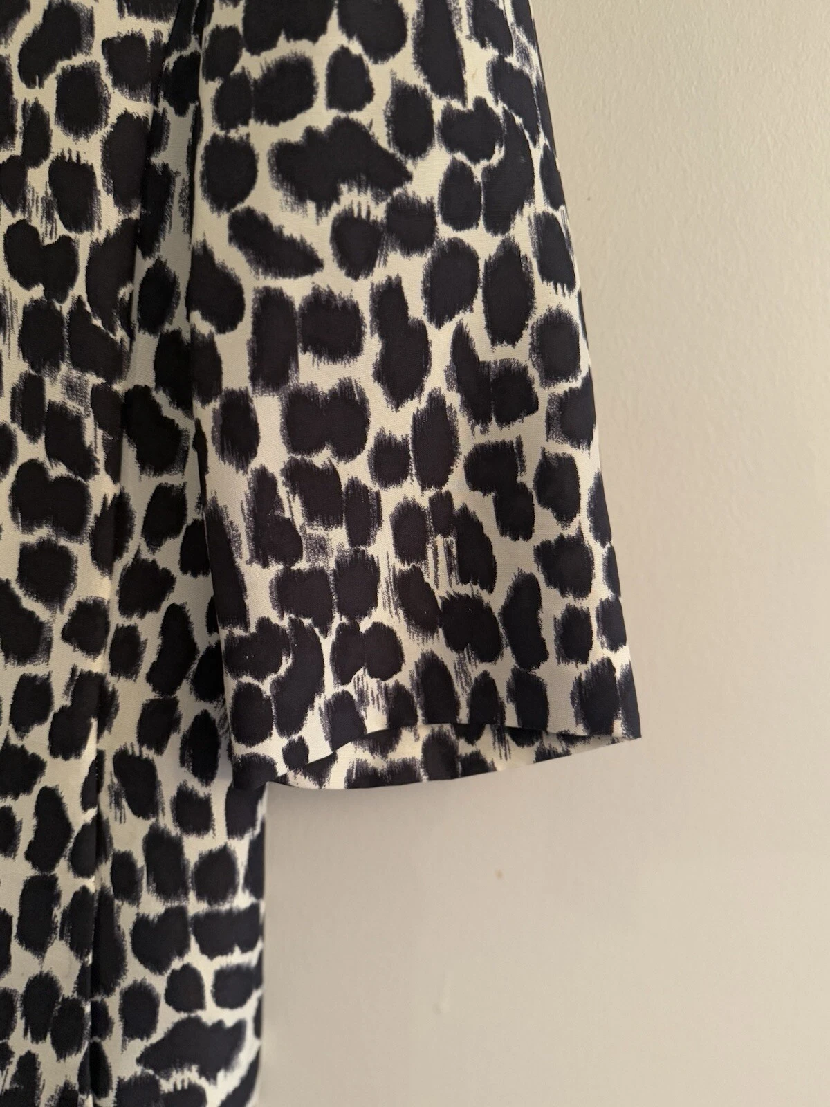 Abito donna Kate Spade nero leopardato manica 3 4 seta tubino taglia 6