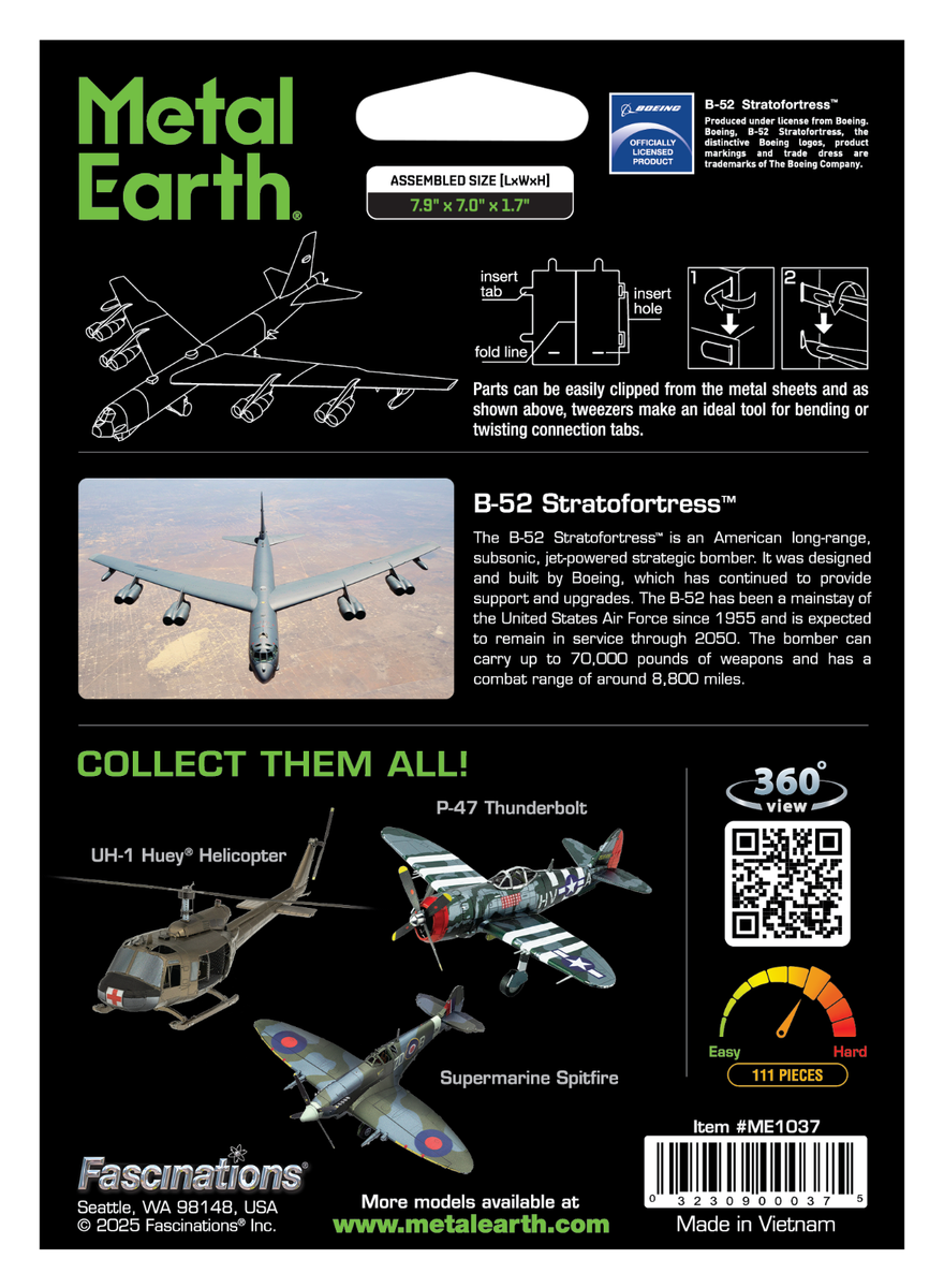 Fascinations Metal Earth B-52 STRATOFORTRESS American Bomber 3D