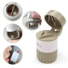 4-In-1 Pill Crusher and Cutter with Medicine Storage for Small Pills Vitamins