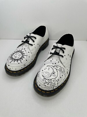 Dr. Martens 1461 Cosmic White and Black Loafers 1461 Cosmic Embroidered Leather Oxford Shoes in White | Dr  main image 2