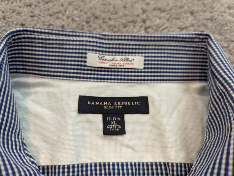 Camisa de vestir Banana Republic para hombre extra grande puño francés calce ajustado 100 % algodón Foto 4 de 4