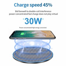 US 30W Fast Wireless Charging Mat For Apple iPhone Air 17 16 Samsung S25 S24 S23