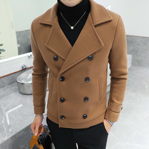 slim pea coat mens