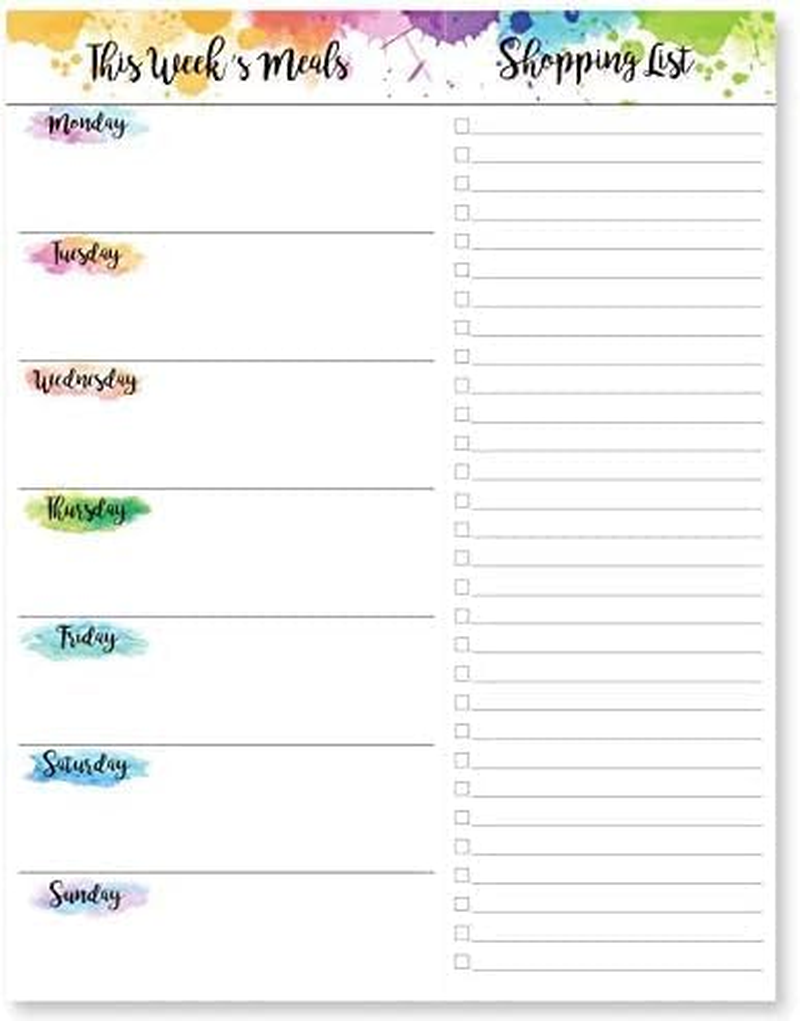 Weekly Meal Planner - Undated Magnetic Notepads with Grocery List, 7"" X 9"", 52 W