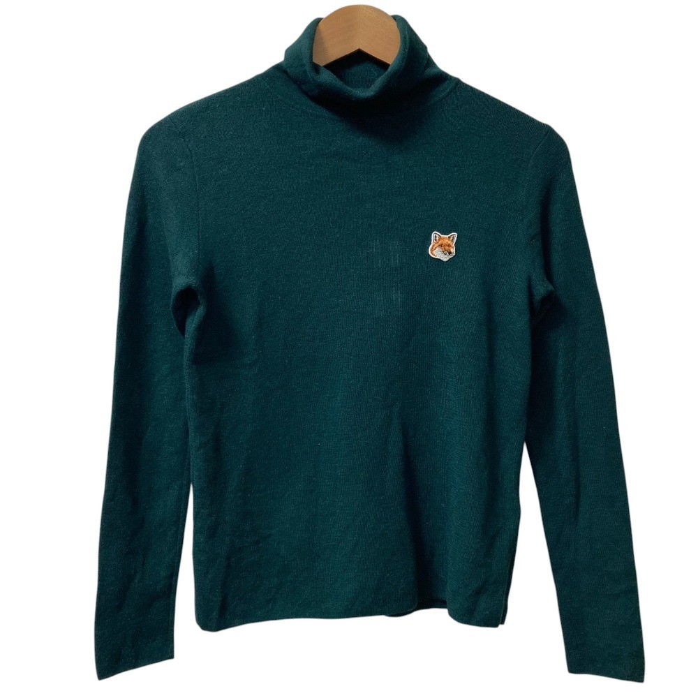 MAISON KITSUNE Fox Head Patch Fitted Turtleneck Knit Sweater S