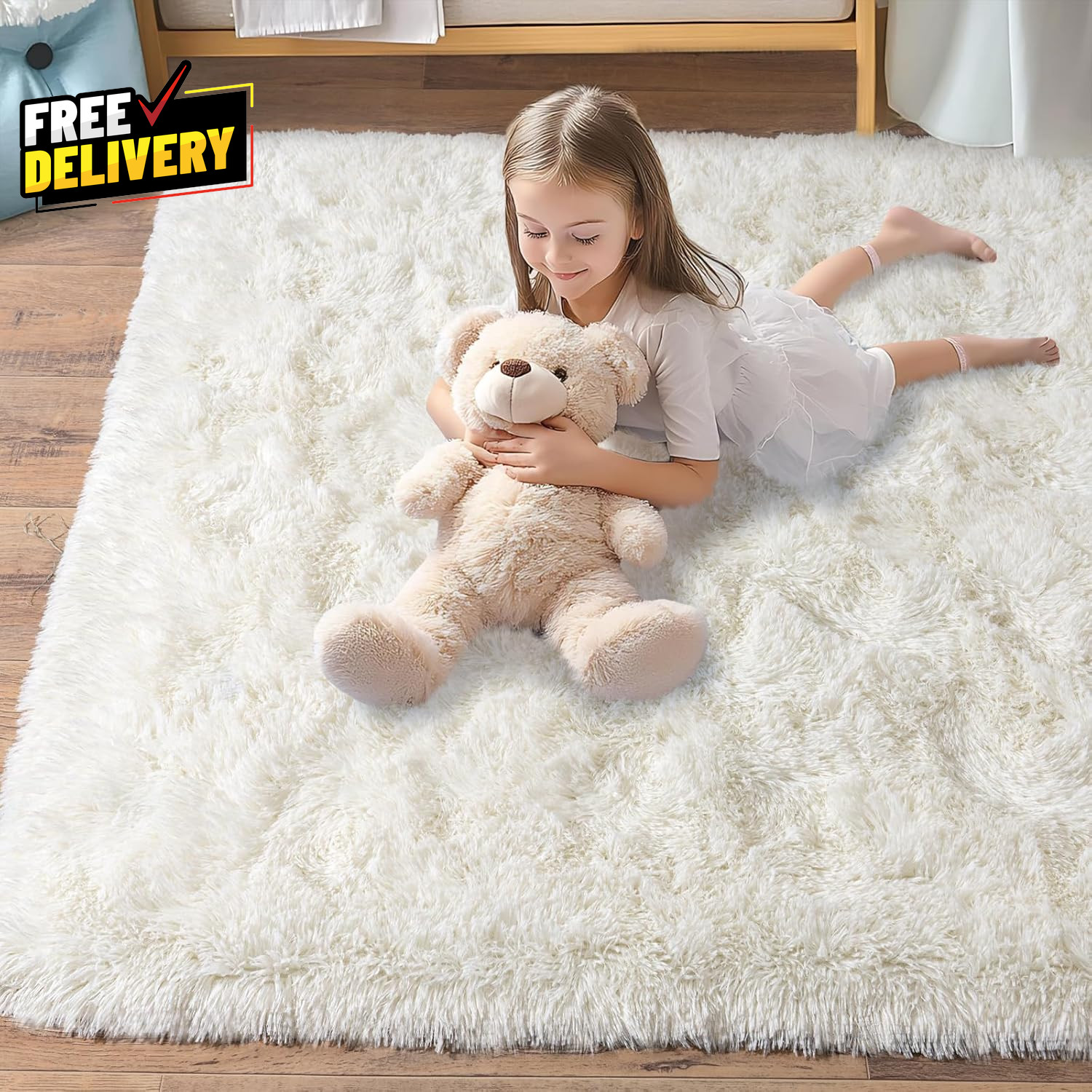 Super Fluffy Area Rug for Bedroom 5X7 Modern Indoor Shag Carpet Soft Plush Non..