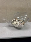 Large MCM Blenko  Style  Clear  Glass Fish Vase, Bowl, Terrarium Hand Blown. 18"