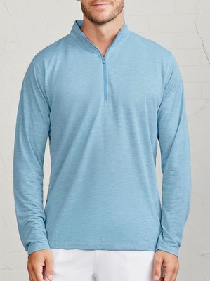 Tasc Bamboo Quarter Zip Athletic Top Performance Pullover Blue Long Sleeve XL