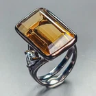 Handmade 16 ct Natural Citrine Quartz Ring 925 Sterling Silver Size 7.5 /R454579