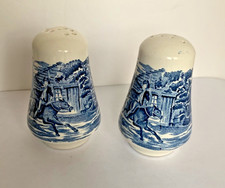 LIBERTY BLUE  Salt & Pepper Shakers  ~England ~ Historic Scenes Paul Revere 3”