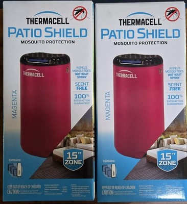TWO Thermacell Patio Shield Mosquito Repeller 15 Ft Protection Red