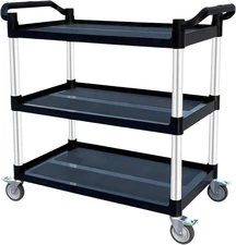 Aimoly 3-Tier Rolling Utility Cart 510lbs Aluminum Lockable Wheels 34x17 - NIB