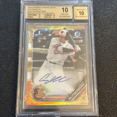2019 Bowman Draft Adley Rutschmann Gold Refractor Auto #/50 BGS 10 PRISTINE