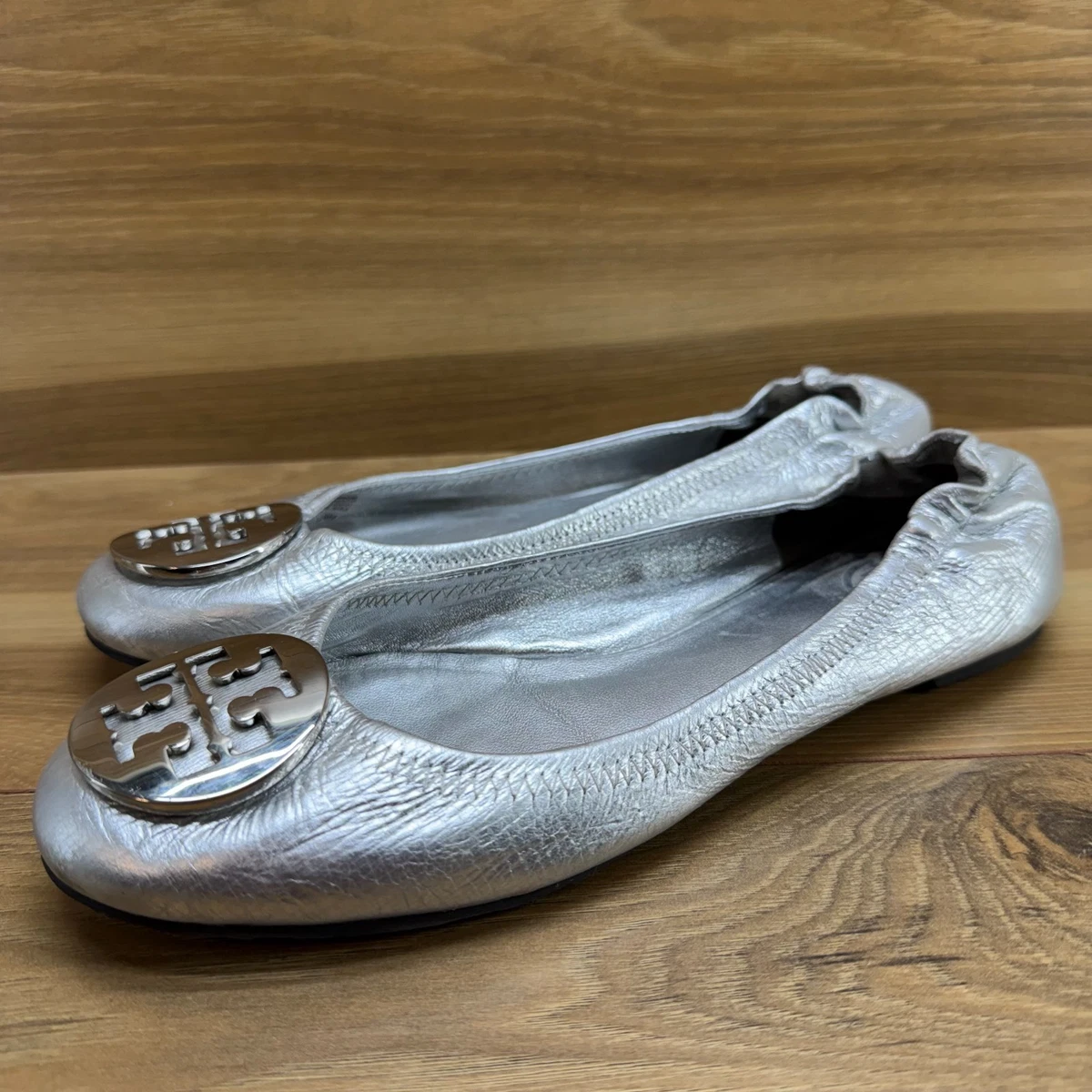 Tory Burch Metallic Silver Leather Raleigh Flats Sz 7 M Tory Burch Women main image 2
